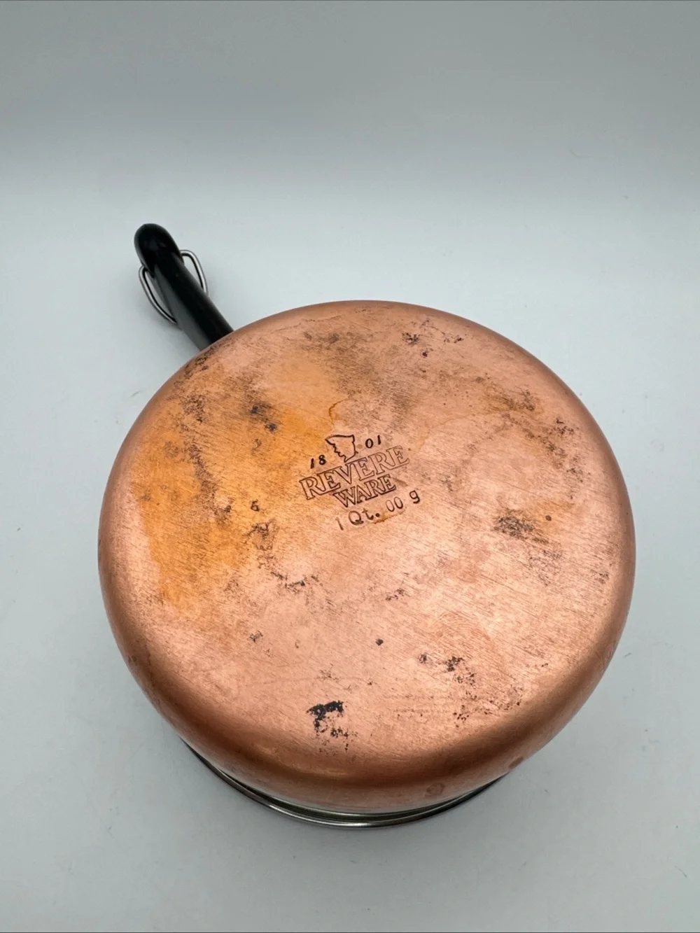 Vintage Revere Ware 1 Quart Stainless Steel Saucepan Copper Clad Bottom and Lid
